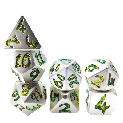 Η ακρίβεια RPG Dice7 χωρίζει σε τετράγωνα καθορισμένο φιλικό για Tabletop το μέταλλο τυχερού παιχνιδιού πολύεδρο