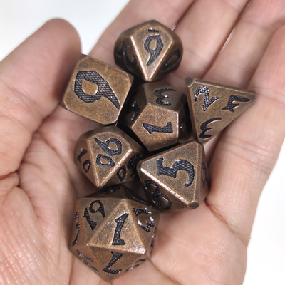 Magic the Gather Metal Polished Custom Metal Polyhedral Dice Copper