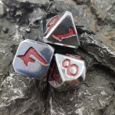 Πολυεδρικό σετ Tiny Metal Dice Red Dice Polyhedral for Dungeons and Dragons Silver Red