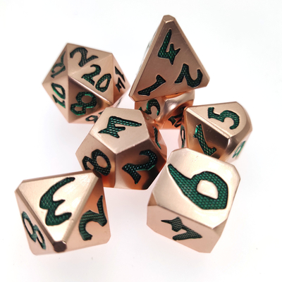 Ποικιλία χρωμάτων Dice Set Polyhedral Sharp Edge Metel Green Nontoxic Metal for Rpg Game