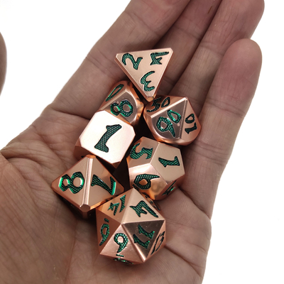 Ποικιλία χρωμάτων Dice Set Polyhedral Sharp Edge Metel Green Nontoxic Metal for Rpg Game