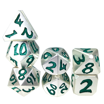 Edge Rpg Dice Rpg Dice άοσμο πολυεδρικό ζάρι Ελαφρύ αιχμηρό πράσινο ασημί μέταλλο