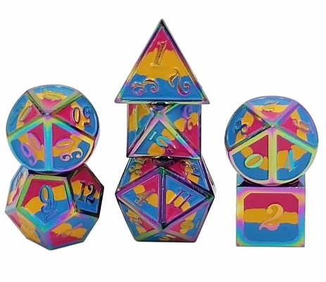 16 χιλιοστών Smooth RPG Metal Dice Custom DND Logo Rainbow Game Set (Στρώμα παιχνιδιών με ουράνιο τόξο)