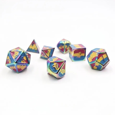 16 χιλιοστών Smooth RPG Metal Dice Custom DND Logo Rainbow Game Set (Στρώμα παιχνιδιών με ουράνιο τόξο)
