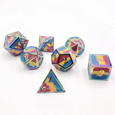 16 χιλιοστών Smooth RPG Metal Dice Custom DND Logo Rainbow Game Set (Στρώμα παιχνιδιών με ουράνιο τόξο)
