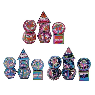 16 χιλιοστών Smooth RPG Metal Dice Custom DND Logo Rainbow Game Set (Στρώμα παιχνιδιών με ουράνιο τόξο)