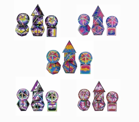 16 χιλιοστών Smooth RPG Metal Dice Custom DND Logo Rainbow Game Set (Στρώμα παιχνιδιών με ουράνιο τόξο)