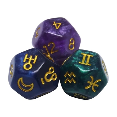 3pcs/ Set Resin Πολυεδρικά Ζάκια Πολυχρωματικά 16mm Fate Sign Number Constellation