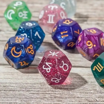 3pcs/ Set Resin Πολυεδρικά Ζάκια Πολυχρωματικά 16mm Fate Sign Number Constellation