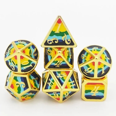 16 χιλιοστών Smooth RPG Metal Dice Custom DND Logo Rainbow Game Set (Στρώμα παιχνιδιών με ουράνιο τόξο)