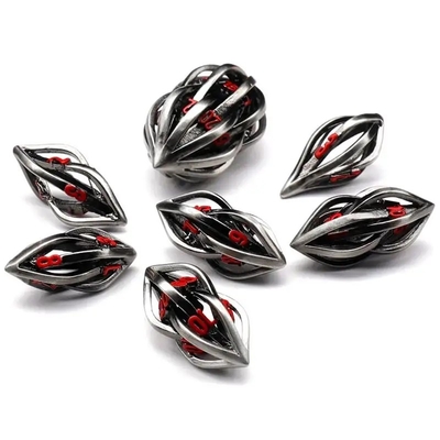 3D εκτύπωση Cthulhu Hollow Metal Dice 7piece Set Dragon And Dungeon DND RPG