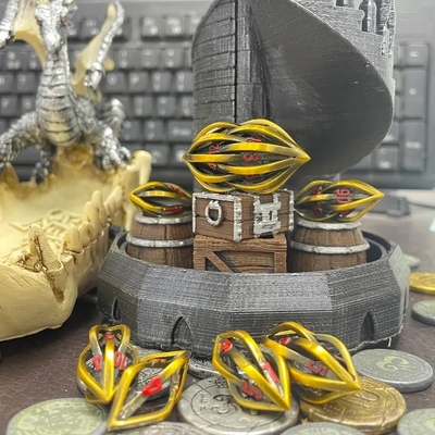 3D εκτύπωση Cthulhu Hollow Metal Dice 7piece Set Dragon And Dungeon DND RPG