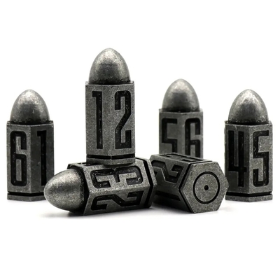 D6 Bullet Metal Dice Set 6 PCs 6 πλευρικά για Dnd Dungeons Rpg Warhammer Shadowrun Dice