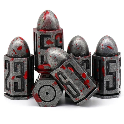D6 Bullet Metal Dice Set 6 PCs 6 πλευρικά για Dnd Dungeons Rpg Warhammer Shadowrun Dice