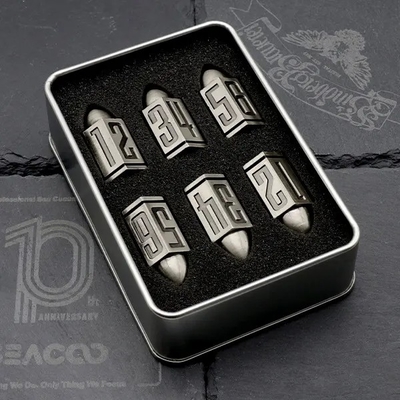 D6 Bullet Metal Dice Set 6 PCs 6 πλευρικά για Dnd Dungeons Rpg Warhammer Shadowrun Dice