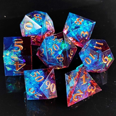 Πολυχρωματικά Custom Resin Dice DND#RPG Κόκκινο Και Μπλε Λιπαρή υφή