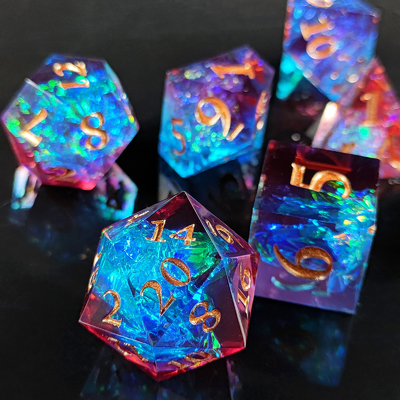 Πολυχρωματικά Custom Resin Dice DND#RPG Κόκκινο Και Μπλε Λιπαρή υφή