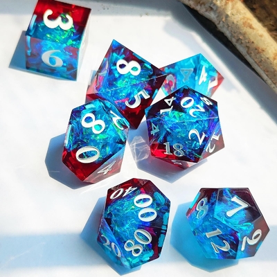 Πολυχρωματικά Custom Resin Dice DND#RPG Κόκκινο Και Μπλε Λιπαρή υφή