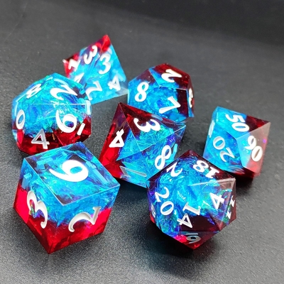 Πολυχρωματικά Custom Resin Dice DND#RPG Κόκκινο Και Μπλε Λιπαρή υφή