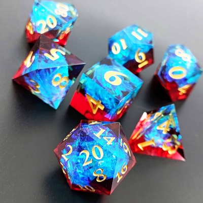 Πολυχρωματικά Custom Resin Dice DND#RPG Κόκκινο Και Μπλε Λιπαρή υφή
