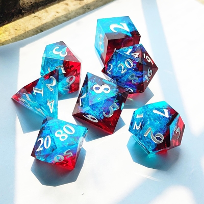 Πολυχρωματικά Custom Resin Dice DND#RPG Κόκκινο Και Μπλε Λιπαρή υφή