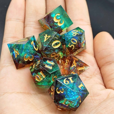 Προσαρμοσμένο Sharp Resin Dice Set Πολυχρωματικό Dragon And Dungeon DND#RPG