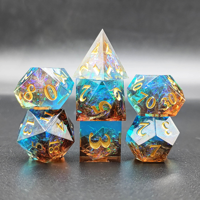 Προσαρμοσμένο Sharp Resin Dice Set Πολυχρωματικό Dragon And Dungeon DND#RPG