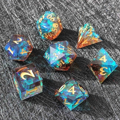 Προσαρμοσμένο Sharp Resin Dice Set Πολυχρωματικό Dragon And Dungeon DND#RPG