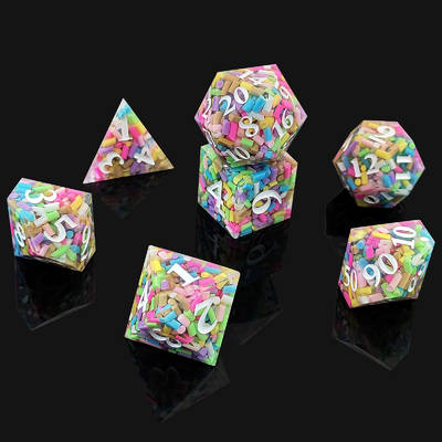 Rainbow Grain Resin Dice DND Παιχνίδι επιφάνειας COC Τροχιακή ομάδα TRPG Πολυεδρό D20