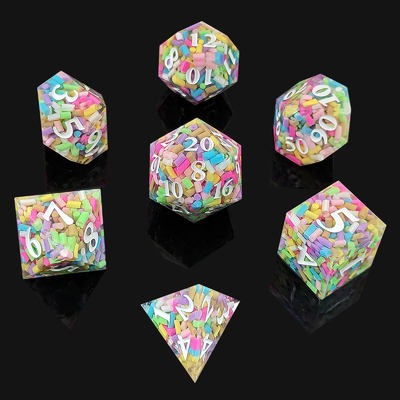 Rainbow Grain Resin Dice DND Παιχνίδι επιφάνειας COC Τροχιακή ομάδα TRPG Πολυεδρό D20