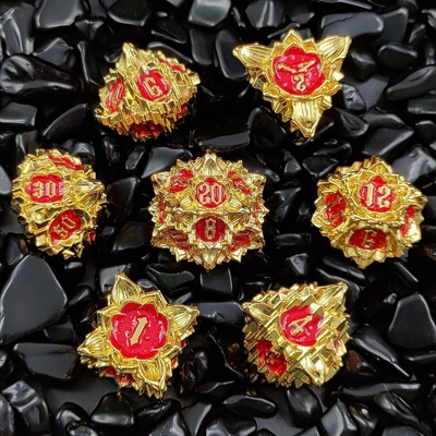 Lotus Metal Dice Set DND Dungeons And Dragons TRPG Πολυεδρικό COC D6 Παιχνίδι επιφάνειας