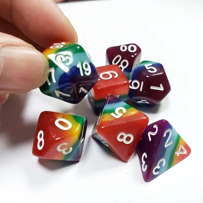 7 στρώσεις Rainbow χειροποίητο ζύμη ζάρια Crusson και Dungeon DND#RPG