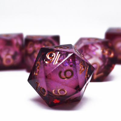 Ερυθρά άμμος ροής υγρή ρητίνη ζάρια σύνολο RPG DND COC τρέχοντας ομάδα