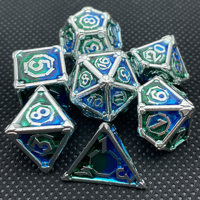 Παιχνίδι επιτραπέζιου υπολογιστή Metal Multi Face RPG Dice Set Dnd Coc Πολλαπλό χρώμα