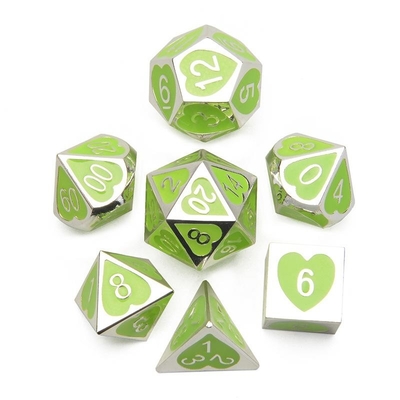 Green Peach Heart Metal Multi -Flag RPG Dice Set Dnd Coc Λούξυ στυλ