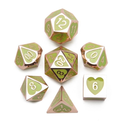 Green Peach Heart Metal Multi -Flag RPG Dice Set Dnd Coc Λούξυ στυλ