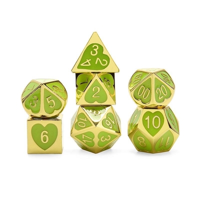 Green Peach Heart Metal Multi -Flag RPG Dice Set Dnd Coc Λούξυ στυλ