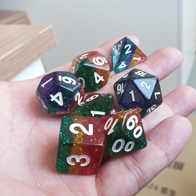 Shin Golden Powder Rainbow Resin Boarding Dice Set Δράκος και μπουντρούμι