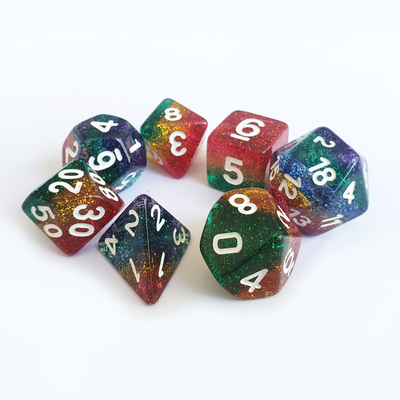 Shin Golden Powder Rainbow Resin Boarding Dice Set Δράκος και μπουντρούμι