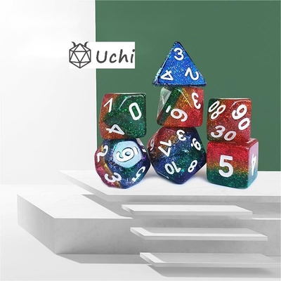 Shin Golden Powder Rainbow Resin Boarding Dice Set Δράκος και μπουντρούμι