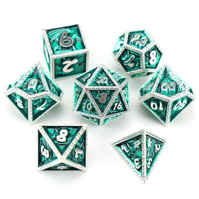 Πράσινο Dragon DND και Dungeon Metal Dice Set Προσαρμοσμένο Προσαρμοσμένο Rune Dice Set