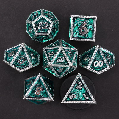 Πράσινο Dragon DND και Dungeon Metal Dice Set Προσαρμοσμένο Προσαρμοσμένο Rune Dice Set
