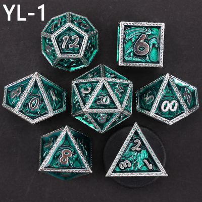 Πράσινο Dragon DND και Dungeon Metal Dice Set Προσαρμοσμένο Προσαρμοσμένο Rune Dice Set