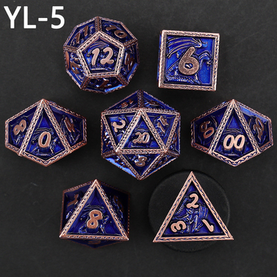 Πράσινο Dragon DND και Dungeon Metal Dice Set Προσαρμοσμένο Προσαρμοσμένο Rune Dice Set
