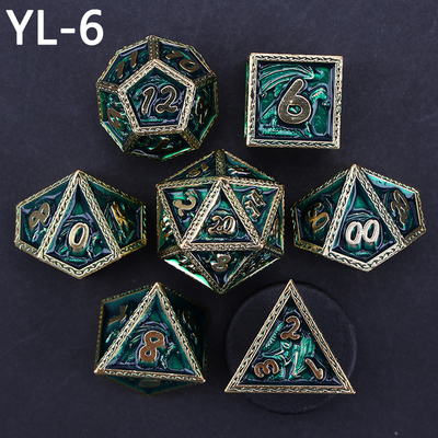 Πράσινο Dragon DND και Dungeon Metal Dice Set Προσαρμοσμένο Προσαρμοσμένο Rune Dice Set