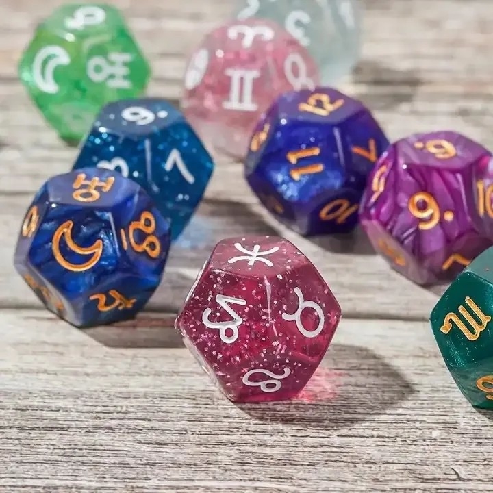 3pcs/ Set Resin Πολυεδρικά Ζάκια Πολυχρωματικά 16mm Fate Sign Number Constellation