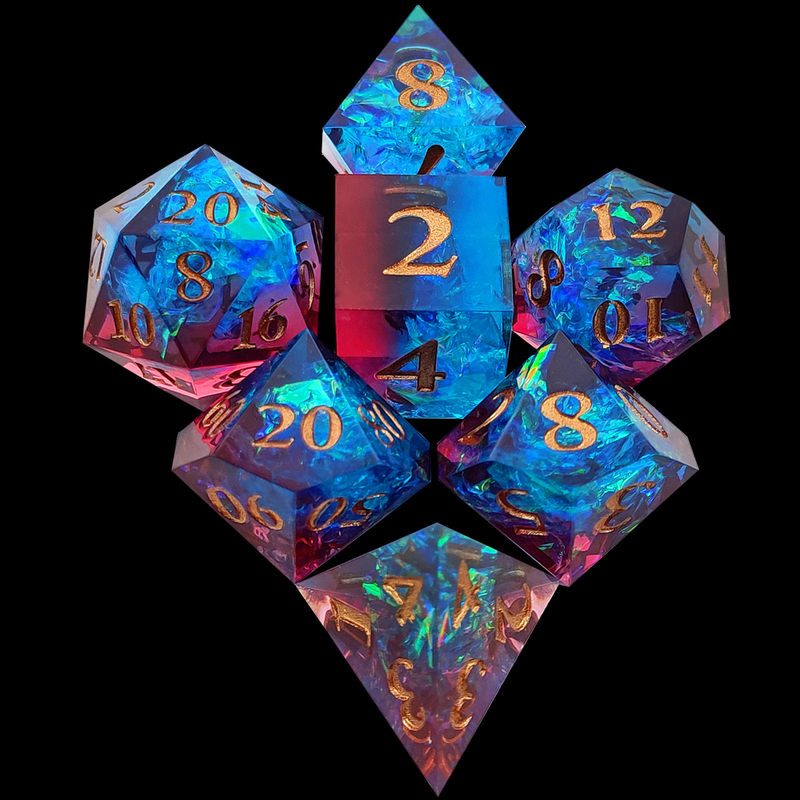 Πολυχρωματικά Custom Resin Dice DND#RPG Κόκκινο Και Μπλε Λιπαρή υφή
