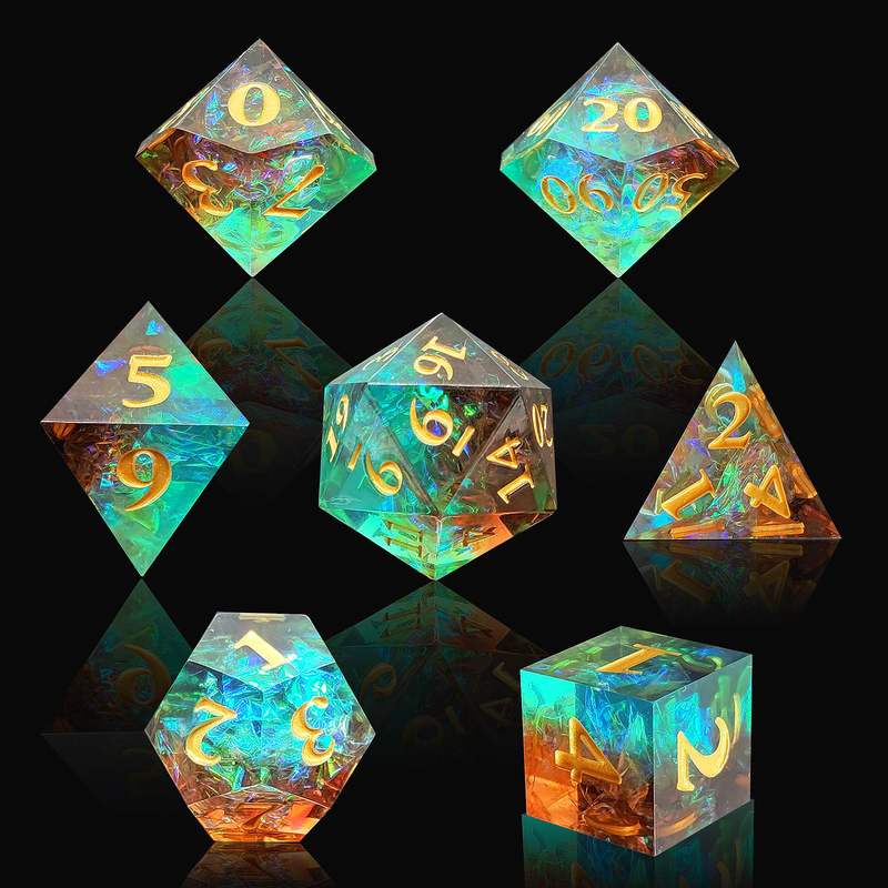 Προσαρμοσμένο Sharp Resin Dice Set Πολυχρωματικό Dragon And Dungeon DND#RPG