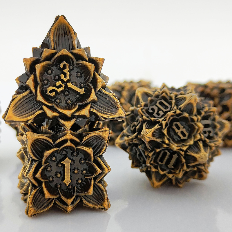 Lotus Metal Dice Set DND Dungeons And Dragons TRPG Πολυεδρικό COC D6 Παιχνίδι επιφάνειας